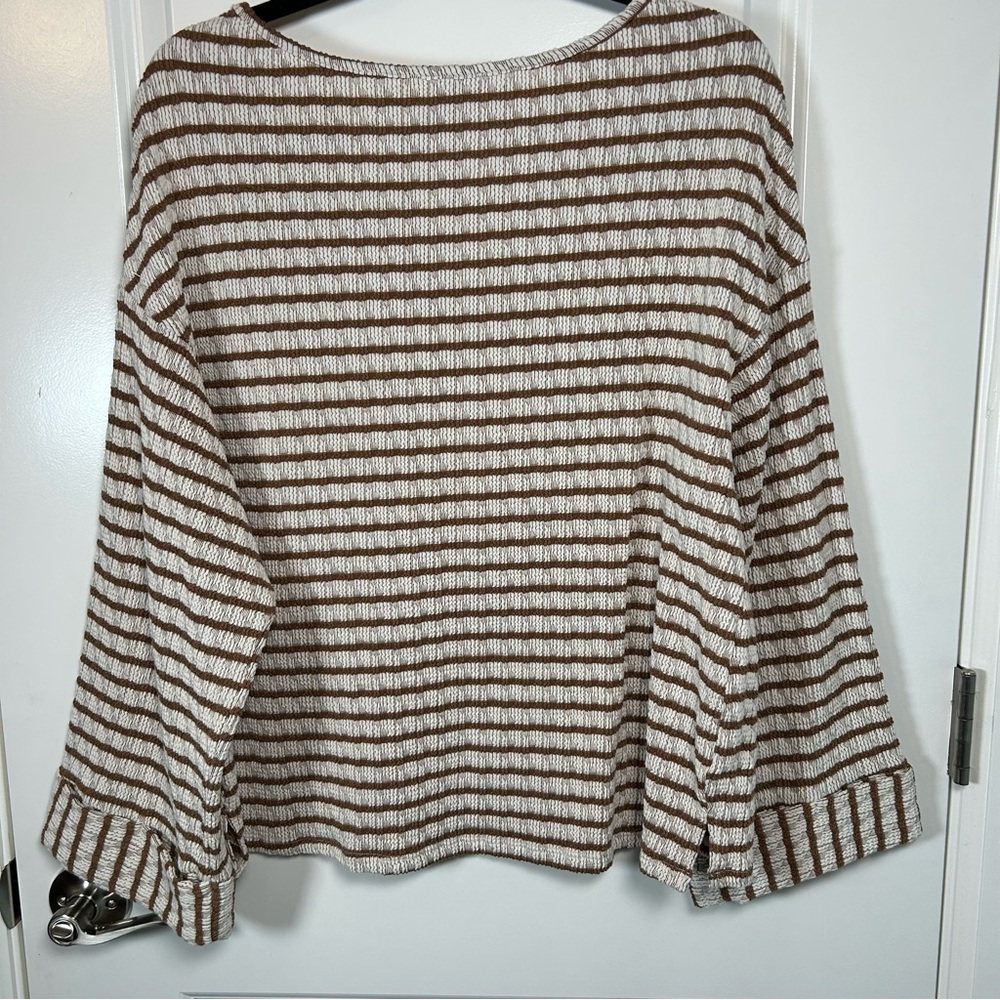 Show Me Your MuMu Chocolate/Cream Striped Lightweight Knit Sweater Size Small - Picture 5 of 13